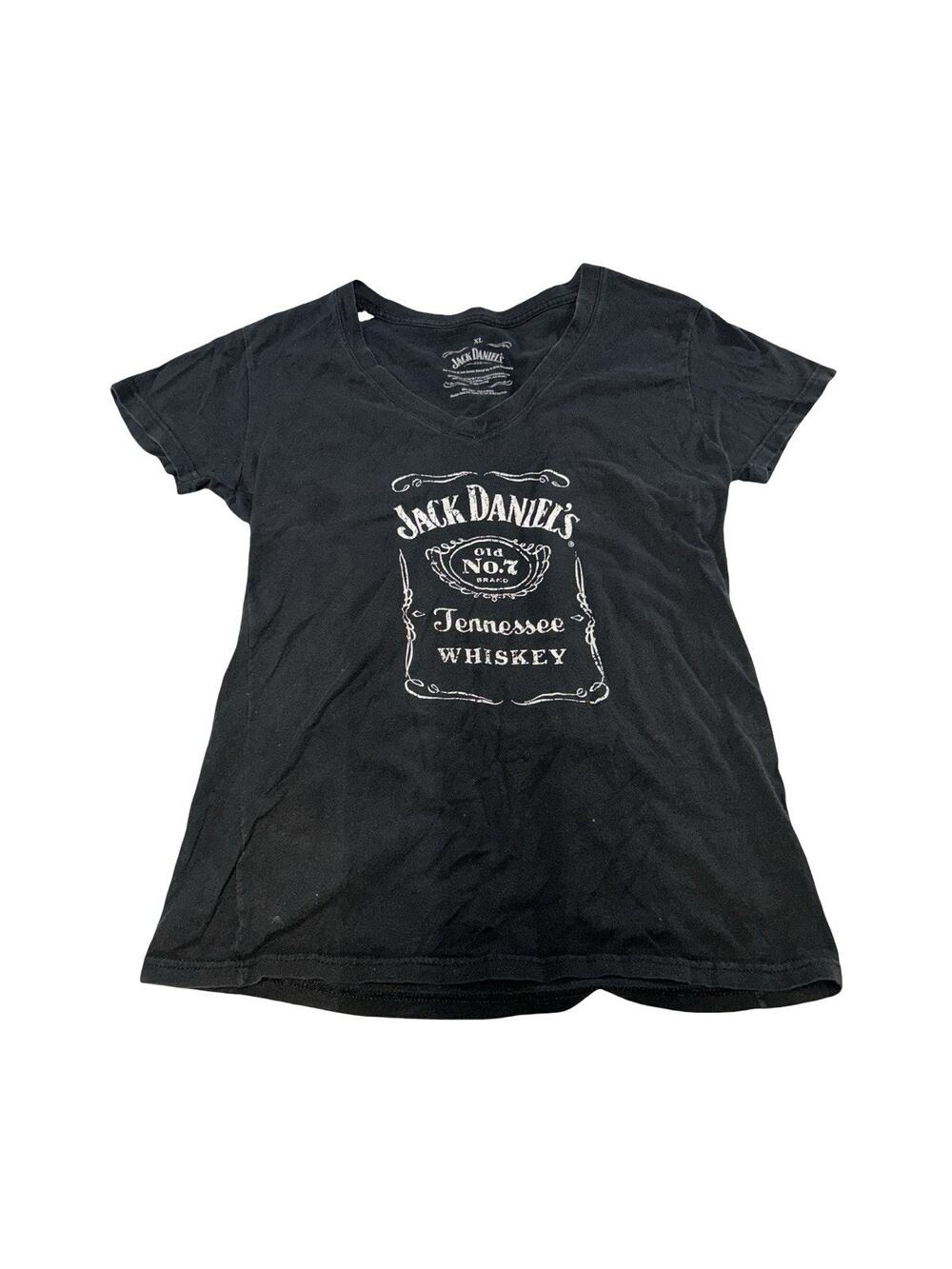 Jack Daniel’s Old No. 7 Tennessee Whiskey Women’s XL Black V-Neck Tshirt